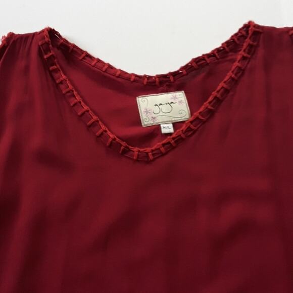 Womens Sz L Burgundy Boxy Oversized Coverup Beachy Swim Caftan Style Top - Picture 1 of 11